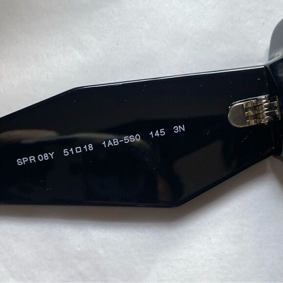 Prada Eyewear black square frame sunglasses logo sides Revolve in case $489 - Picture 13 of 16